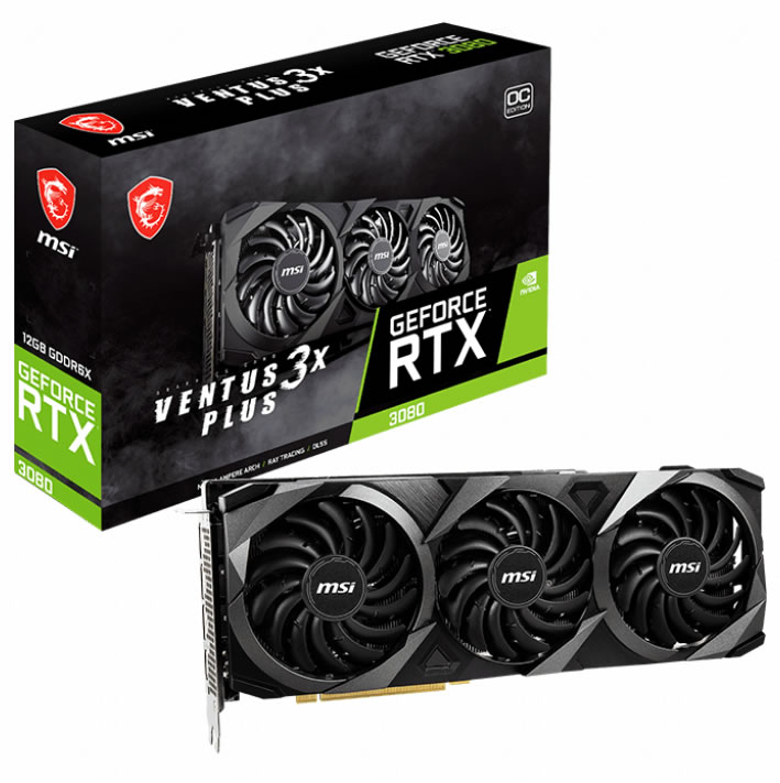 B Grade MSI GeForce RTX 3080 Ventus 3X Plus OC LHR 12GB GDDR6X PCI-Express Graphics