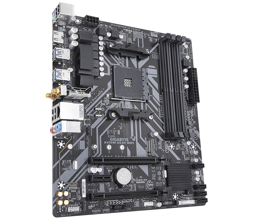  - Gigabyte B450M DS3H WIFI AM4 Socket Micro-ATXMotherboard