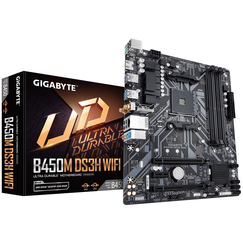  - Gigabyte B450M DS3H WIFI AM4 Socket Micro-ATXMotherboard