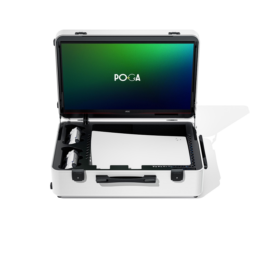 B Grade Indi Gaming POGA Lux White Portable Console Case with Monitor - PS5 UK
