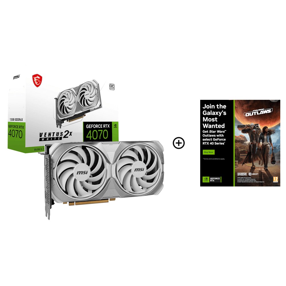 MSI - MSI GeForce RTX 4070 Ventus 2X E OC White 12GB GDDR6X PCI-Express Graphics Card