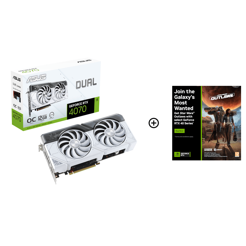 Asus GeForce RTX 4070 Dual OC White 12GB GDDR6X PCI-Express Graphics Card