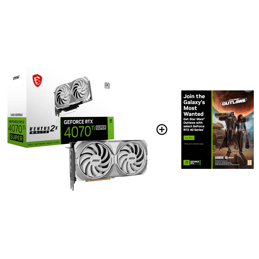 MSI GeForce RTX 4070 Ti SUPER Ventus 2X White OC 16GB GDDR6X PCI-Express Graphic