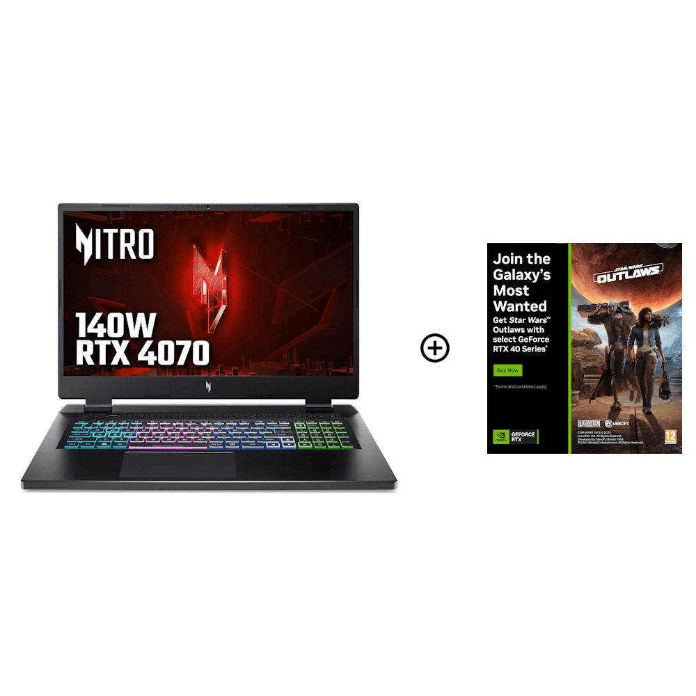 Acer - Acer Nitro 17 NVIDIA RTX 4070 32GB 17.3 QHD 165Hz Ryzen 7 7735HS Gaming Laptop