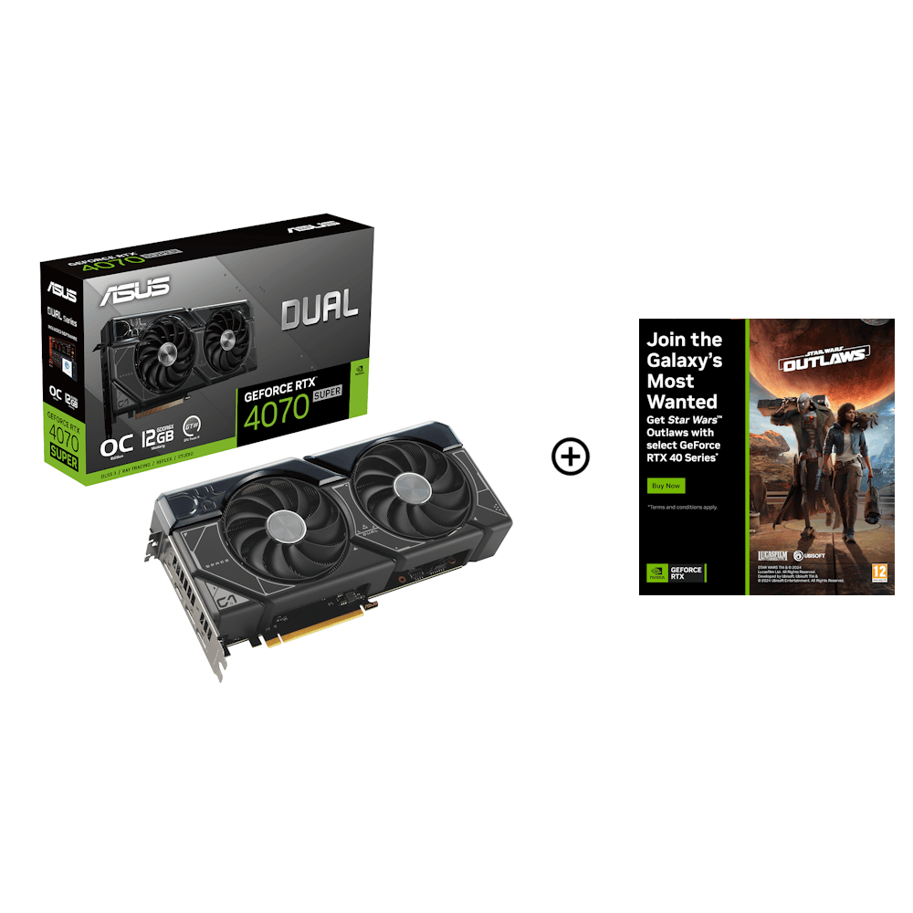 Asus GeForce RTX 4070 SUPER Dual OC 12GB GDDR6X PCI-Express Graphics Card