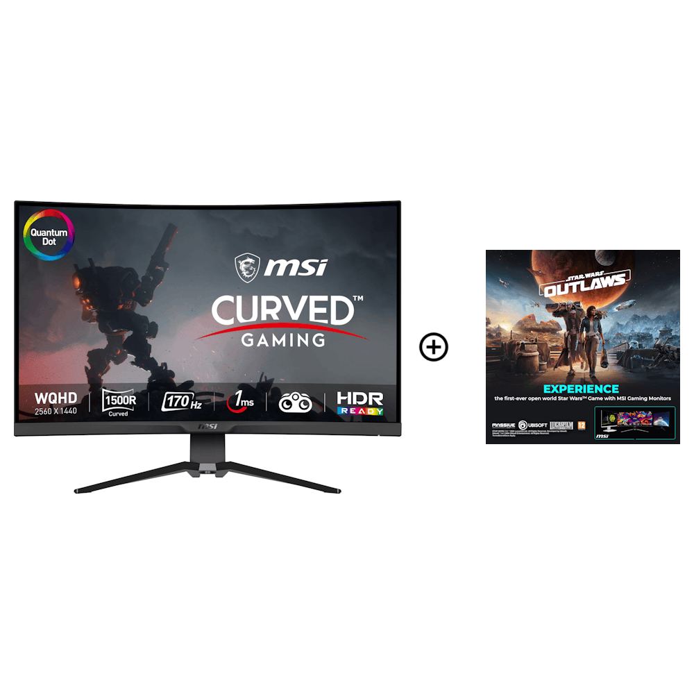 MSI 32" MAG 325CQRF QD 2560x1440 VA 170Hz 1ms A-Sync Widescreen Curved Gaming Monitor