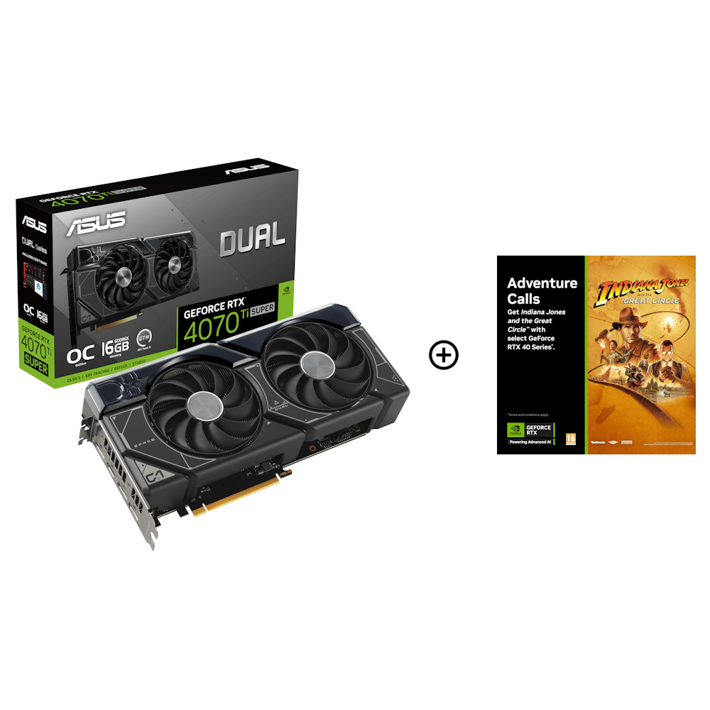 Asus GeForce RTX 4070 Ti SUPER Dual OC 16GB GDDR6X PCI-Express Graphics Card