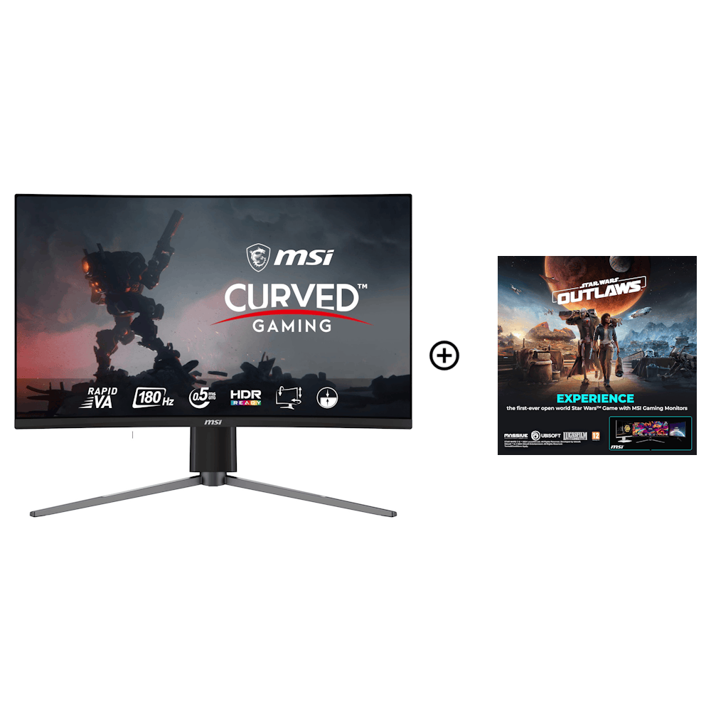 MSI 27" MAG 27CQ6F 2560x1440 Rapid VA 180Hz 0.5ms A-Sync Curved Widescreen Gaming Monitor