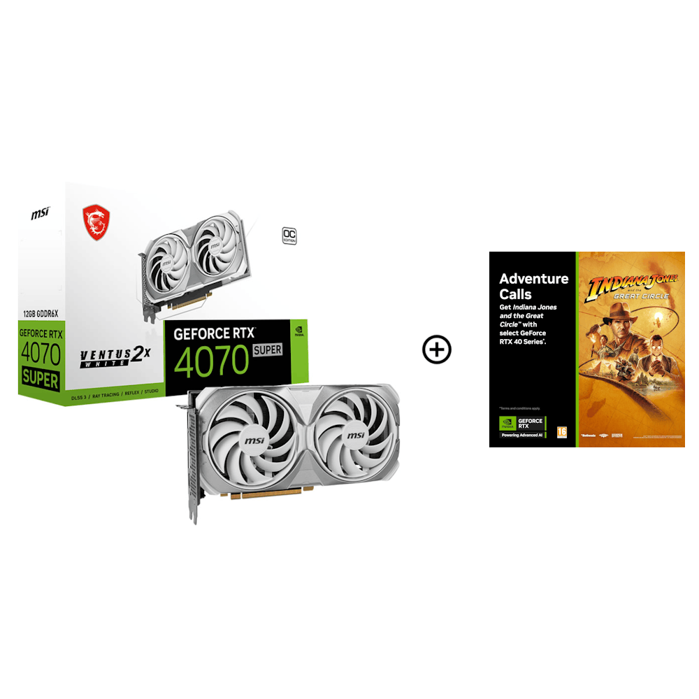 MSI GeForce RTX 4070 SUPER Ventus 2X White OC 12GB GDDR6X PCI-Express Graphics