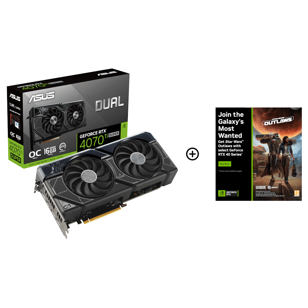 Asus GeForce RTX 4070 Ti SUPER Dual OC 12GB GDDR6X PCI-Express Graphics Card