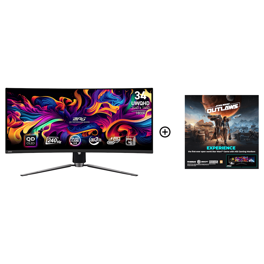 MSI 34" MPG 341CQPX QD-OLED 3440x1440 240Hz 0.03ms A-Sync Curved Gaming Monitor