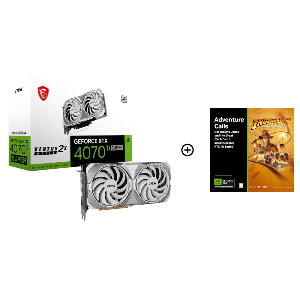 MSI GeForce RTX 4070 Ti SUPER Ventus 2X White OC 16GB GDDR6X PCI-Express Graphic