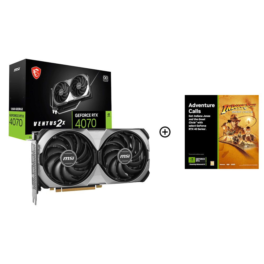 MSI GeForce RTX 4070 Ventus 2X E OC 12GB GDDR6X PCI-Express Graphics Card