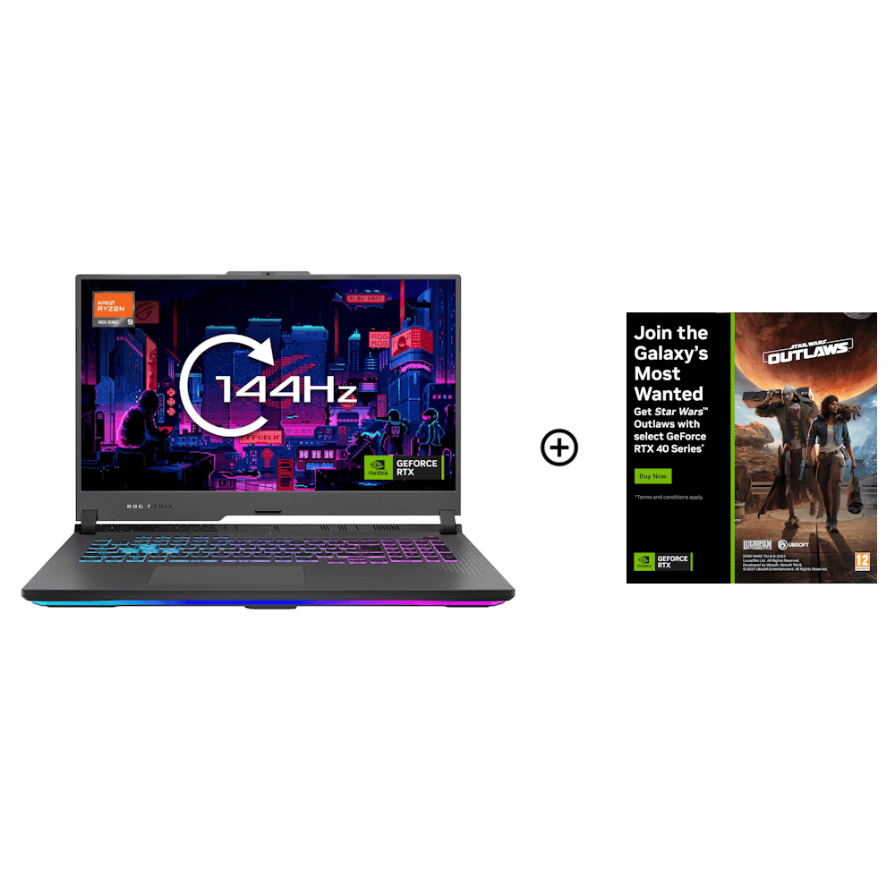 ASUS ROG Strix G17 NVIDIA RTX 4070, 16GB, 17.3" FHD 144Hz, AMD R9-7845HX Gaming Laptop