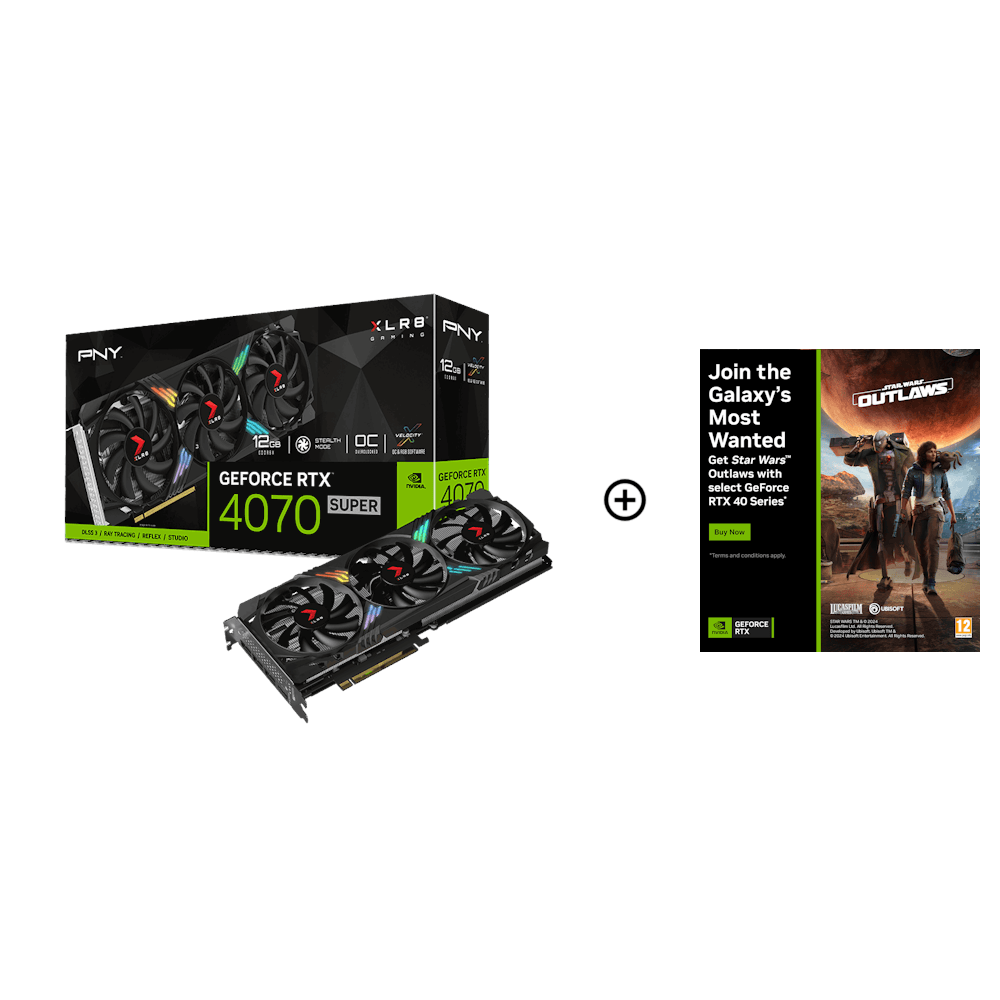 PNY - PNY GeForce RTX 4070 SUPER XLR8 OC RGB 12GB GDDR6X PCI-Express Graphics Card