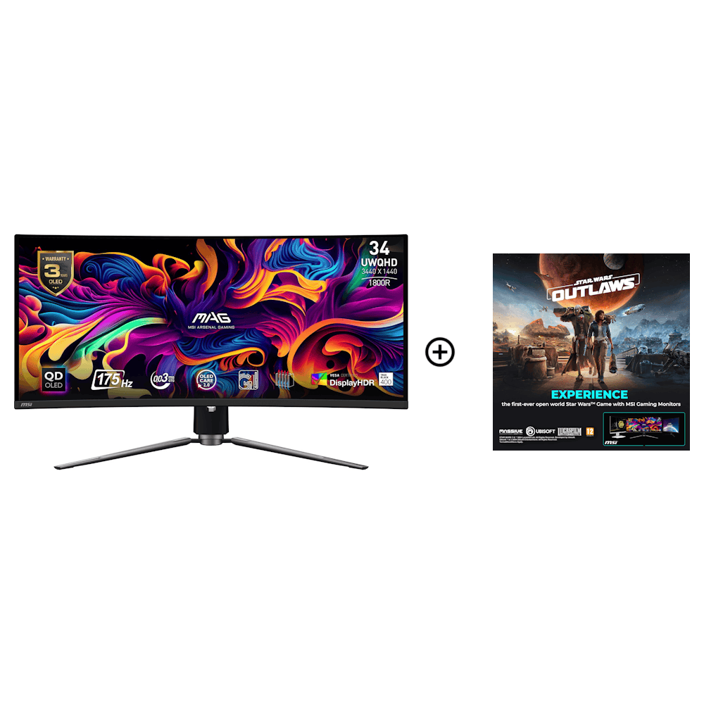 MSI - MSI 34" MAG 341CQP QD-OLED 3440x1440 175Hz 0.03ms A-Sync Ultrawide Curved Gaming Monitor