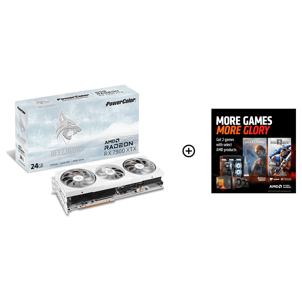 PowerColor - Powercolor Radeon RX 7900 XTX HellHound Spectral White 24GB GDDR6 PCI-Express Graphics Card