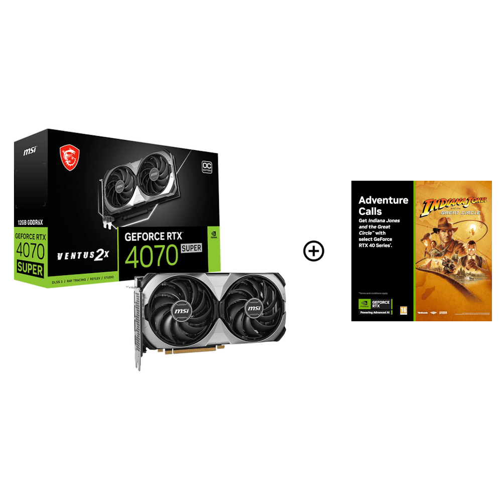 MSI GeForce RTX 4070 SUPER Ventus 2X OC 12GB GDDR6X PCI-Express Graphics Card