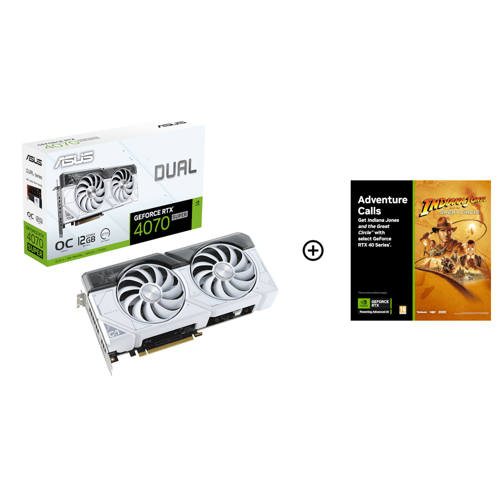 Asus GeForce RTX 4070 SUPER Dual OC White 12GB GDDR6X PCI-Express Graphics Card