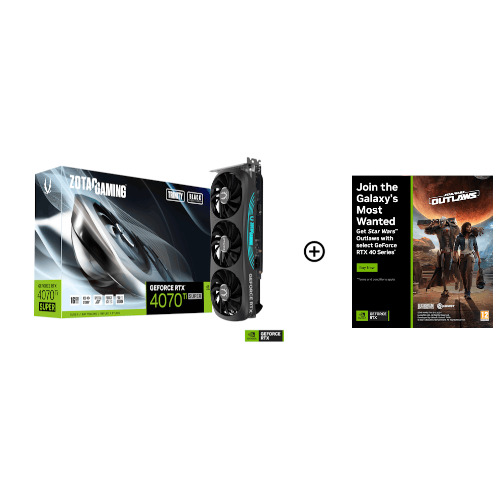 Zotac GeForce RTX 4070 TI Super Trinity Black 16Gb Graphics Card