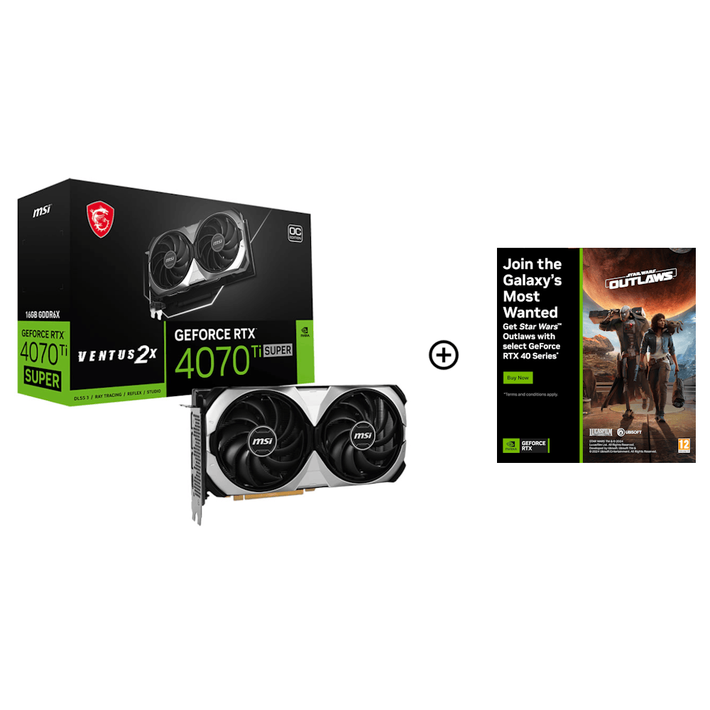 MSI GeForce RTX 4070 Ti SUPER Ventus 2X OC 16GB GDDR6X PCI-Express Graphics