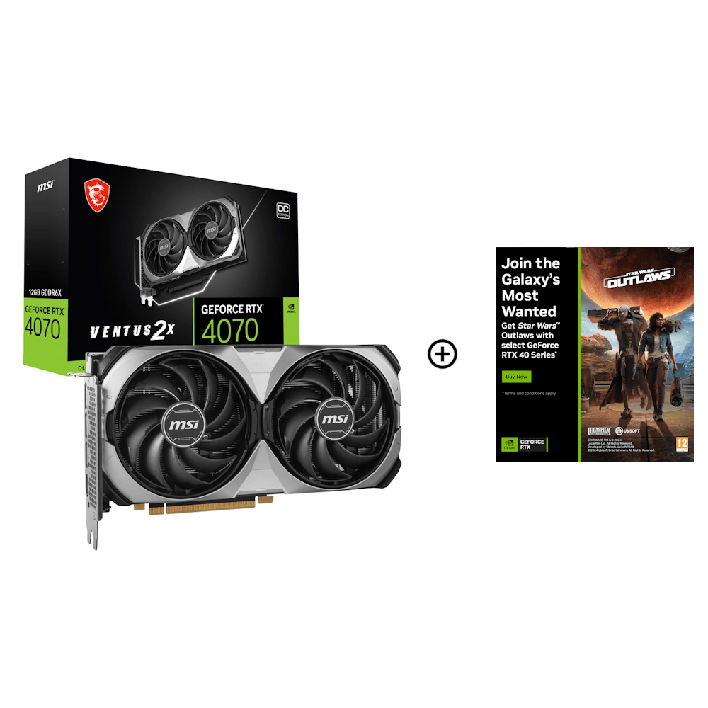 MSI GeForce RTX 4070 Ventus 2X E OC 12GB GDDR6X PCI-Express Graphics Card