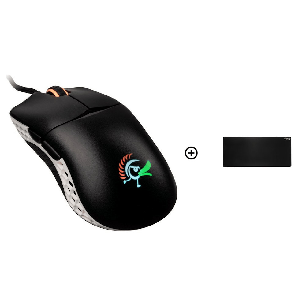 Ducky Feather Black and White Omron D2FC-F-K 60M RGB Lightweight USB Optical Gaming Mouse (DMFE20O-O