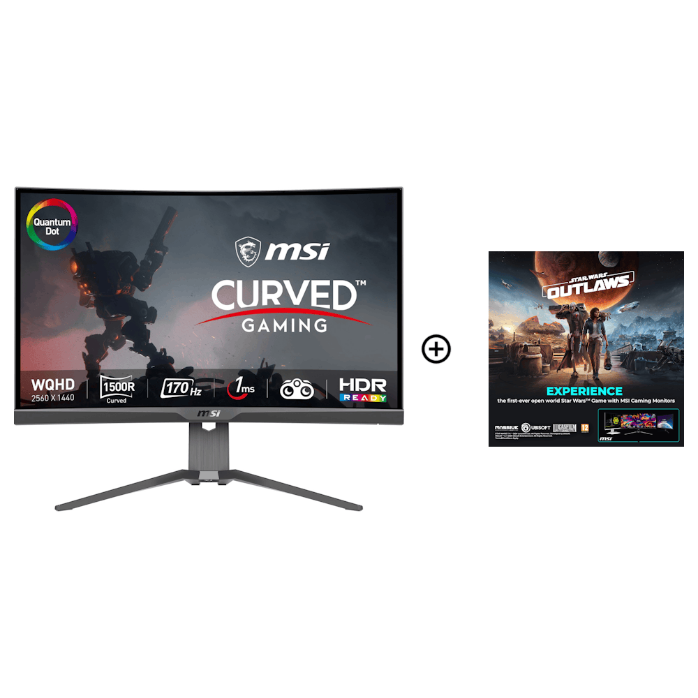 MSI 27" MAG 275CQRF QD 2560x1440 VA 170Hz 1ms A-Sync HDR Widescreen Gaming Monitor