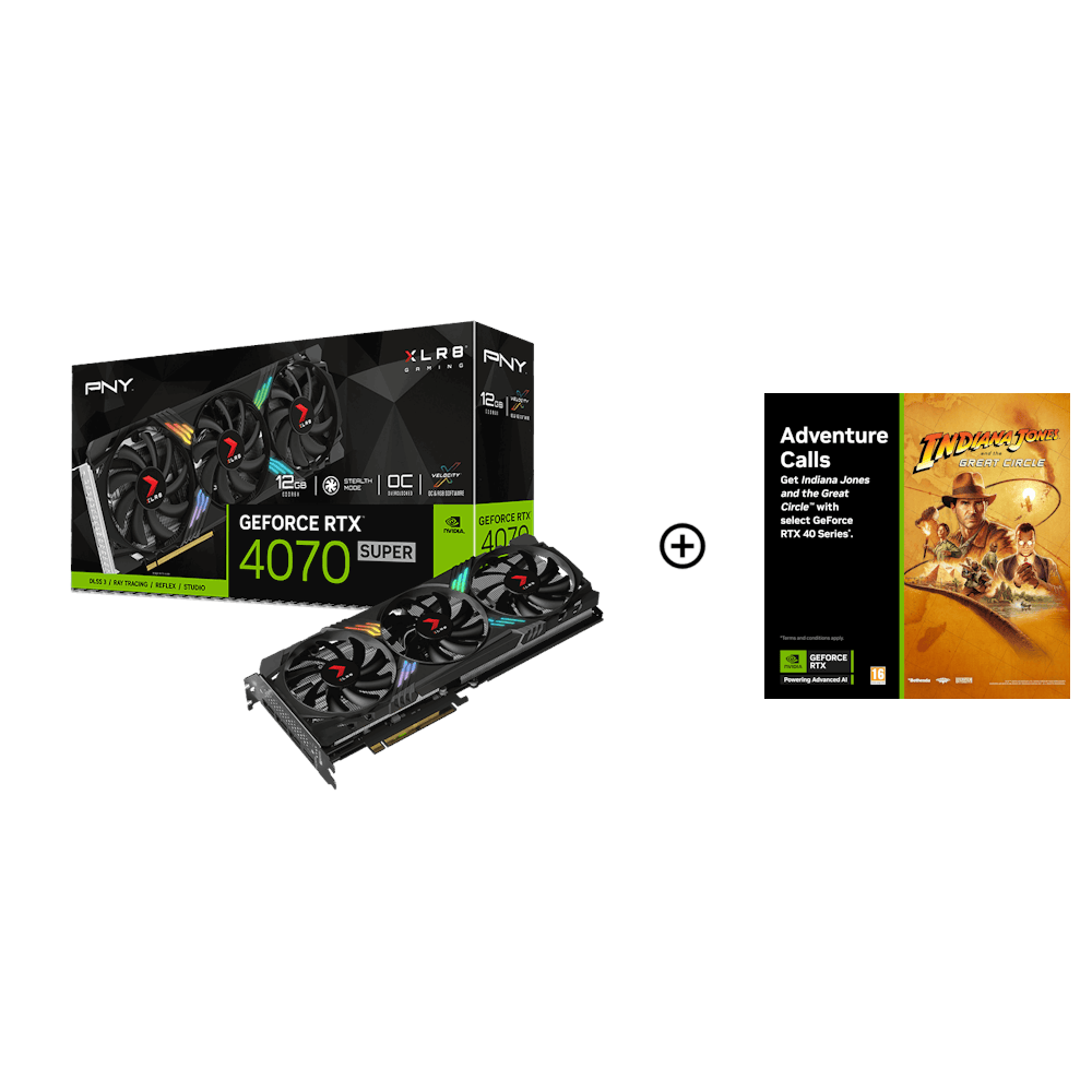 PNY GeForce RTX 4070 SUPER XLR8 OC RGB 12GB GDDR6X PCI-Express Graphics Card