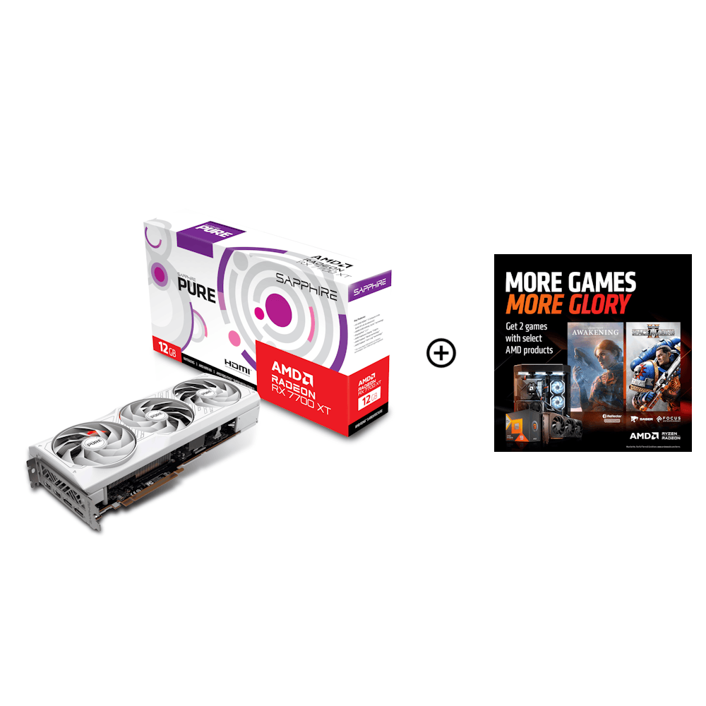 Sapphire - SAPPHIRE PURE AMD Radeon™ RX 7700 XT Gaming Graphics Card with 12GB GDDR6, AMD RDNA™ 3 architecture - White