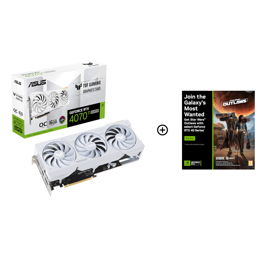 Asus GeForce RTX 4070 Ti SUPER TUF OC White 16GB GDDR6X PCI-Express Graphics Car