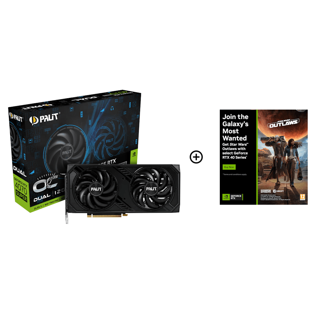 Palit GeForce RTX 4070 SUPER Dual OC 12GB GDDR6X PCI-Express Graphics Card