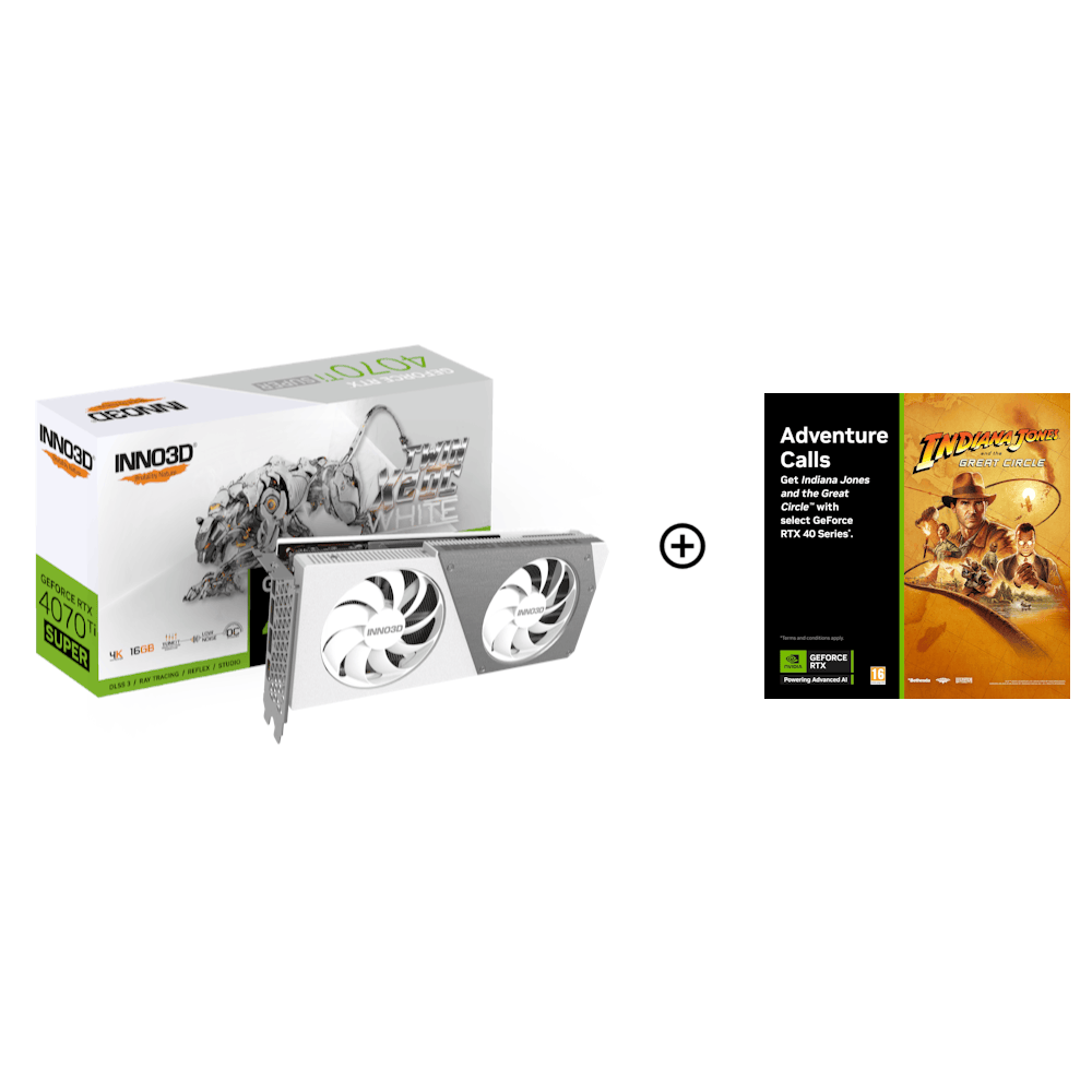 Inno3D GeForce RTX 4070 Ti SUPER Twin X2 OC White 16GB GDDR6X PCI-Express Graphics Card