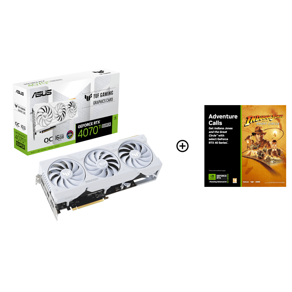 Asus GeForce RTX 4070 Ti SUPER TUF OC White 16GB GDDR6X PCI-Express Graphics Car