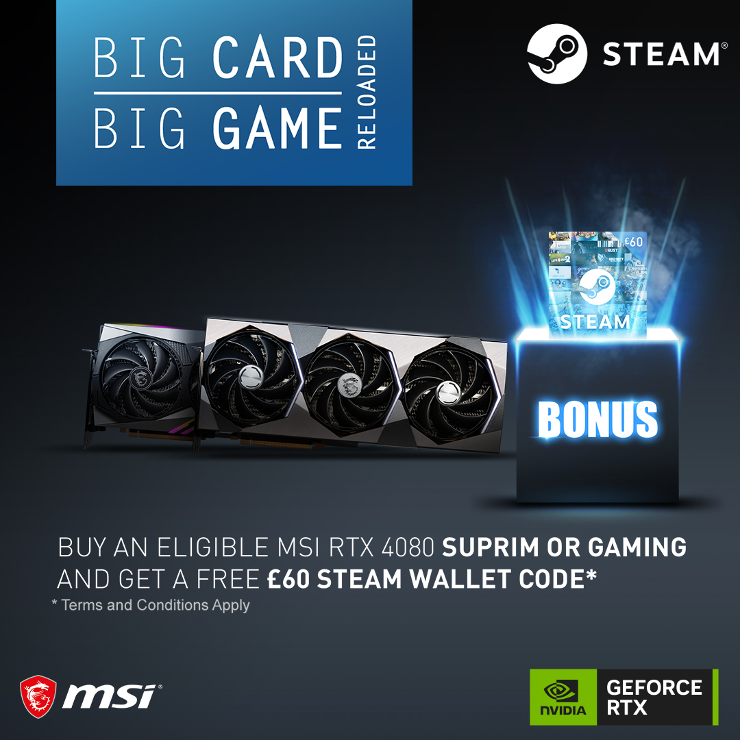 Get up to £60 Steam credit with MSI